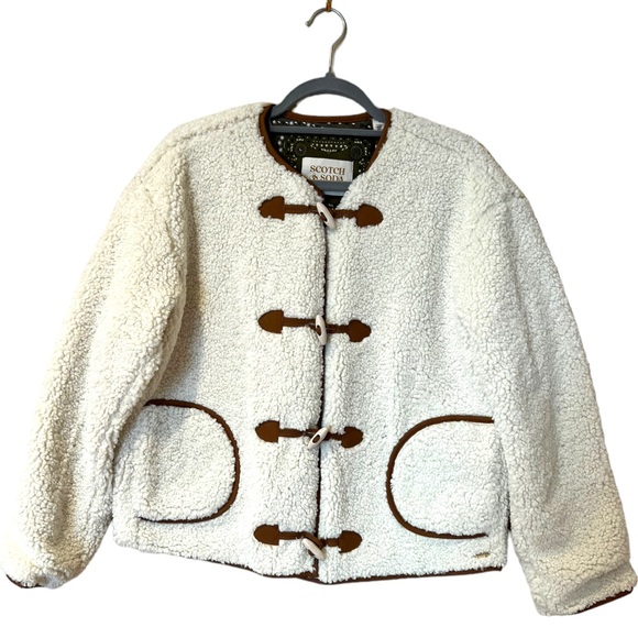 Scotch & Soda Short Teddy Jacket in Off White (M) - Picture 8 of 15